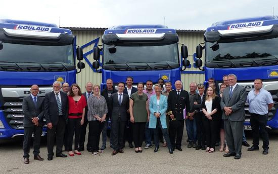 Déplacement d’Élisabeth Borne chez les Transports Roulaud dans le Limousin